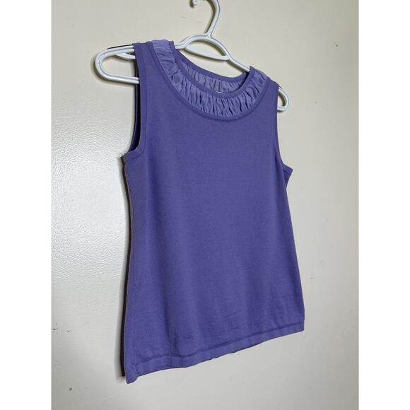 Pendleton Woman’s Size Small Purple Merino Wool Knit Top Sleeveless Lightweight - Picture 2 of 6